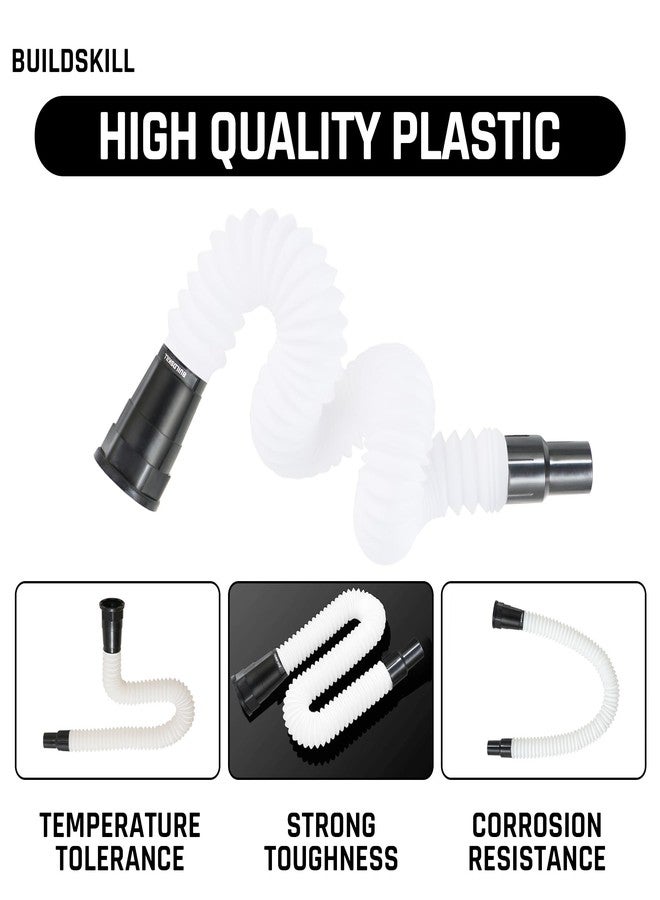 BUILDSKILL أنبوب حوض غسيل من BUILDSKILL بطول 1000 مم للمطبخ والحمام | أنبوب تصريف مانع للانسداد | أنبوب حوض مرن ومتين وسهل التركيب | أنبوب مخرج خرطوم نظيف (عبوة من قطعة واحدة) - Image 3